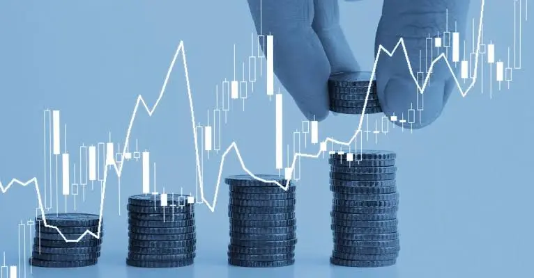 Financial Charts, Stacked Coins and Analytics